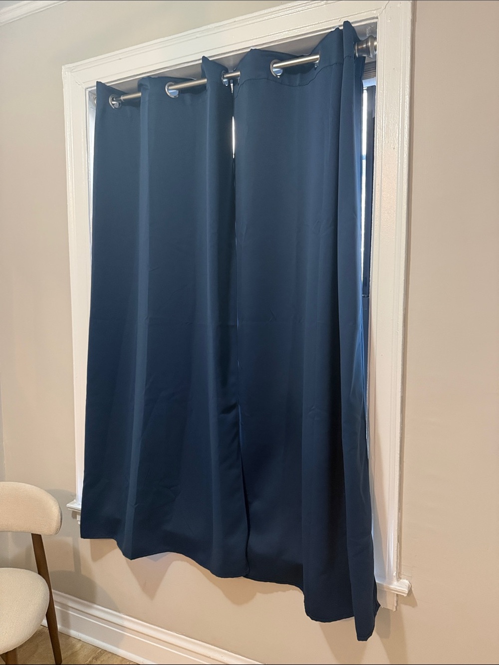 Navy Blue Blackout Curtains with Silver Detail